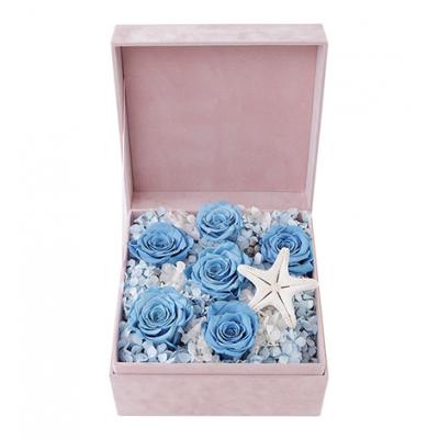 海之恋----永生花盒：厄瓜多尔进口蓝色永生玫瑰